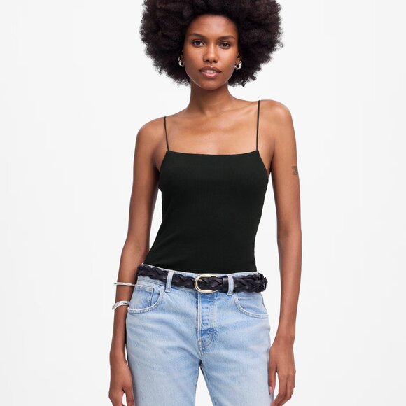 Madewell square-neck ribbed tank top XS - Picture 1 of 2